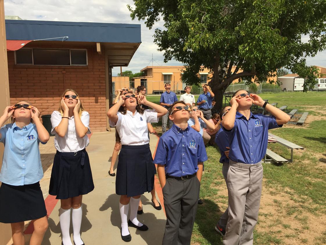 Wickenburg Christian Academy Photo - WCA students used special glasses that were donated so they could experience the Solar Eclipse in what may be a once-in-a-lifetime event. Now, there's a bright idea!