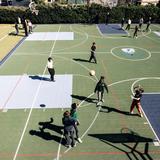 The Wesley School Photo #13 - Our outdoor sports court is the perfect place for a game of basketball, a handball match, or a PE class.