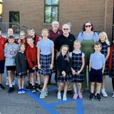 St. Louis School Photo #4 - Students with Fr. Stan and Deacon Ron.