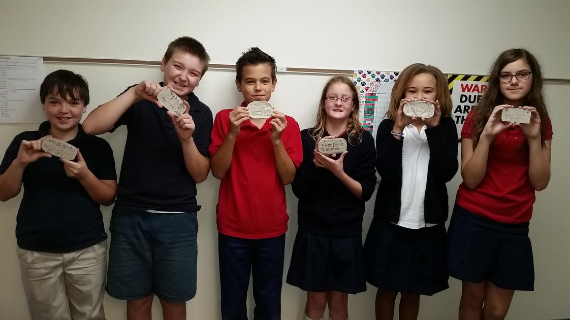 Arnold Christian Academy Photo - The world history students created cuneiform tablets while learning about the ancient Sumerians of Mesopotamia.