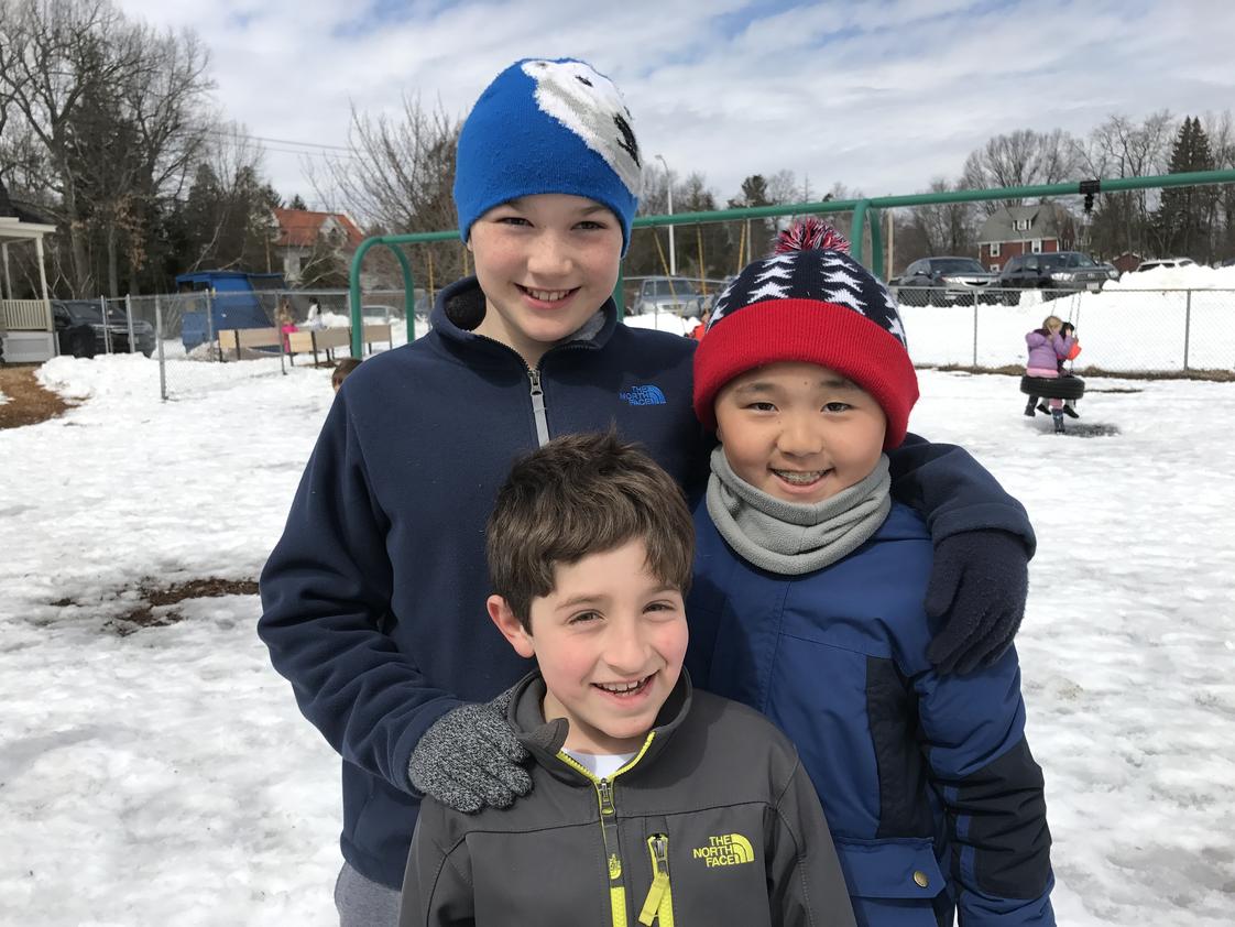 Shrewsbury Montessori School Photo - Lower Elementary students enjoy a winter day on the playground.