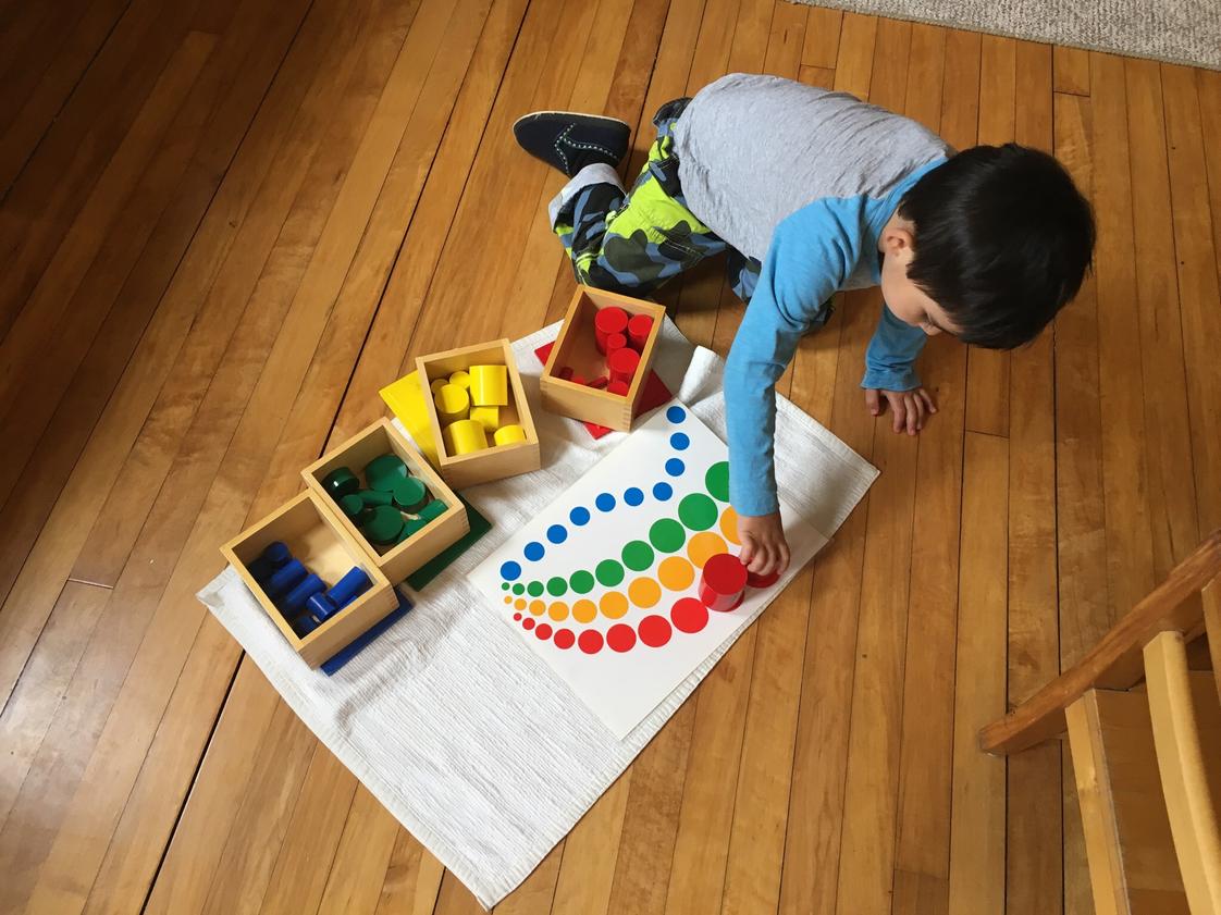 Woodside Montessori Academy Photo #1 - Sensorial Montessori materials allow children opportunities for developing the senses, concentration, executive function skills and problem solving.