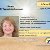 Benway School Photo #1 - Dr. Mary Hebert from Fairleigh Dickinson University's Regional Center for Learning Disabilities will be joining us April 26th to #inform #inspire and #educate NJ Child Study Team members on what is needed before transitioning students to post secondary education. CSTs can register here: https://forms.gle/LHhR37fjec2Jmh2u8