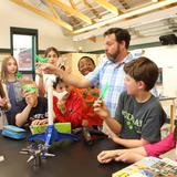 Far Brook School Photo #9 - Our integrated curriculum allows for collaboration across many disciplines. Here, students created windmills using a 3-D digital design program, printed them using our 3-D printers in Woodshop, then tested them in Science class.