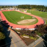 Portland Christian Jr./Sr. High School Photo #10 - Looking over the track, soccer, football field, softball and baseball diamond towards the school in the background