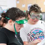 Portland Jewish Academy Photo - PJA middle schoolers conducting science experiments.