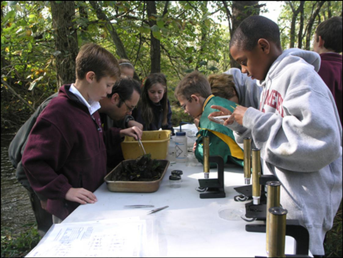 Montgomery School Photo #1 - 5th Graders work with a team of scientists from the Ruth Patrick Center for Environmental Research (a program at the Academy of Natural Sciences) to conduct an in-depth study of Pickering Creek, which runs through Montgomery School's 60-acre campus.