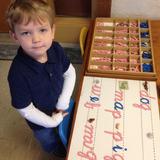 Little River Montessori School Photo #2 - Moveable alphabet work in the Early Childhood Classroom.