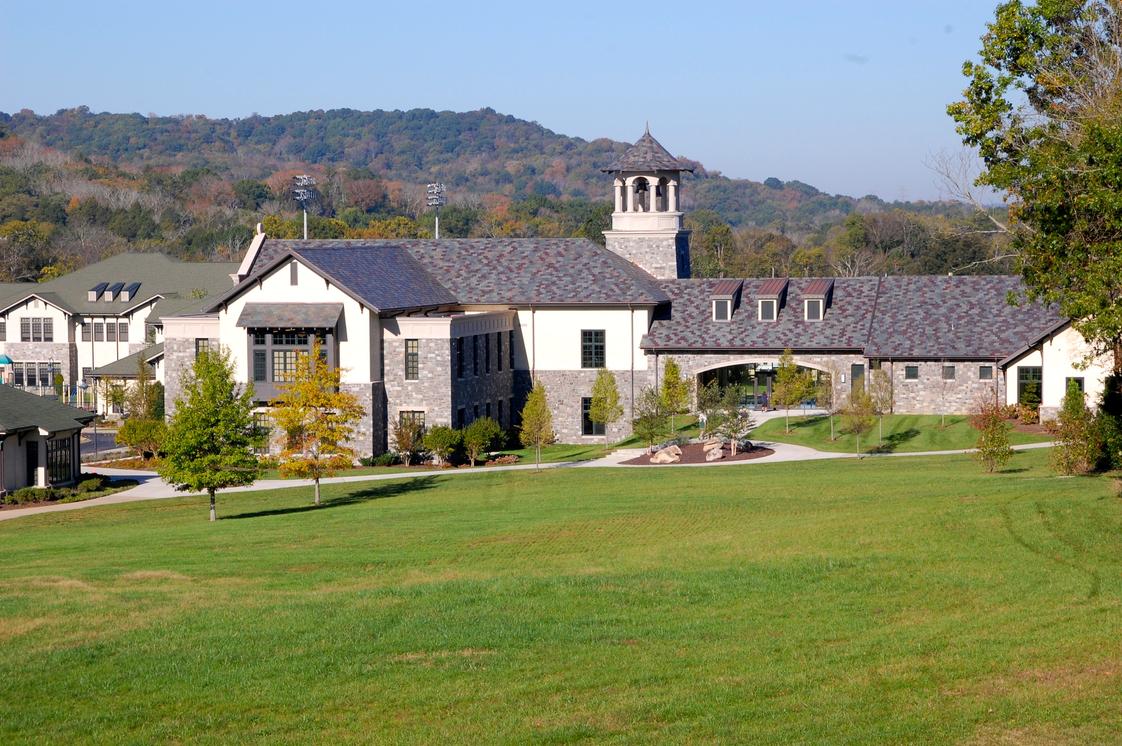 Currey Ingram Academy Photo #1 - This is the east side of Jennifer & Billy Frist Hall as seen from the fields behind the Lower School.