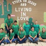 Kaufman Christian School Photo #7 - 5th Grade in this year's spirit shirt and underneath this year's theme, "Living in Love."