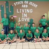 Kaufman Christian School Photo #5 - 3rd Grade in this year's spirit shirt and underneath this year's theme, "Living in Love."