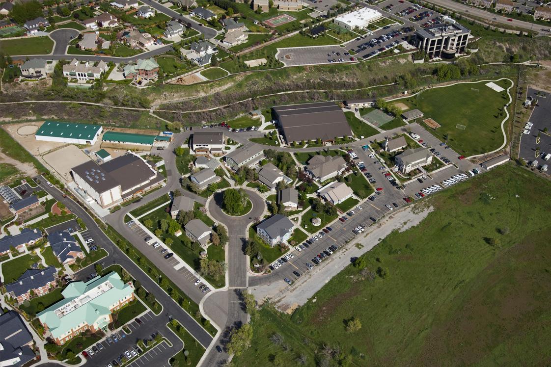 Heritage Community Photo - An aerial image of the 19-acre Heritage Community clinically designed to prepare students to return to their home communities.