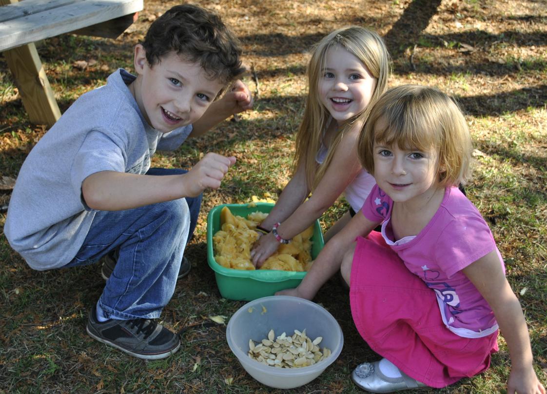The Riverside School Photo - Our K-1st grade class worked together to carve pumpkins in October and did counting and baking activities with the seeds.