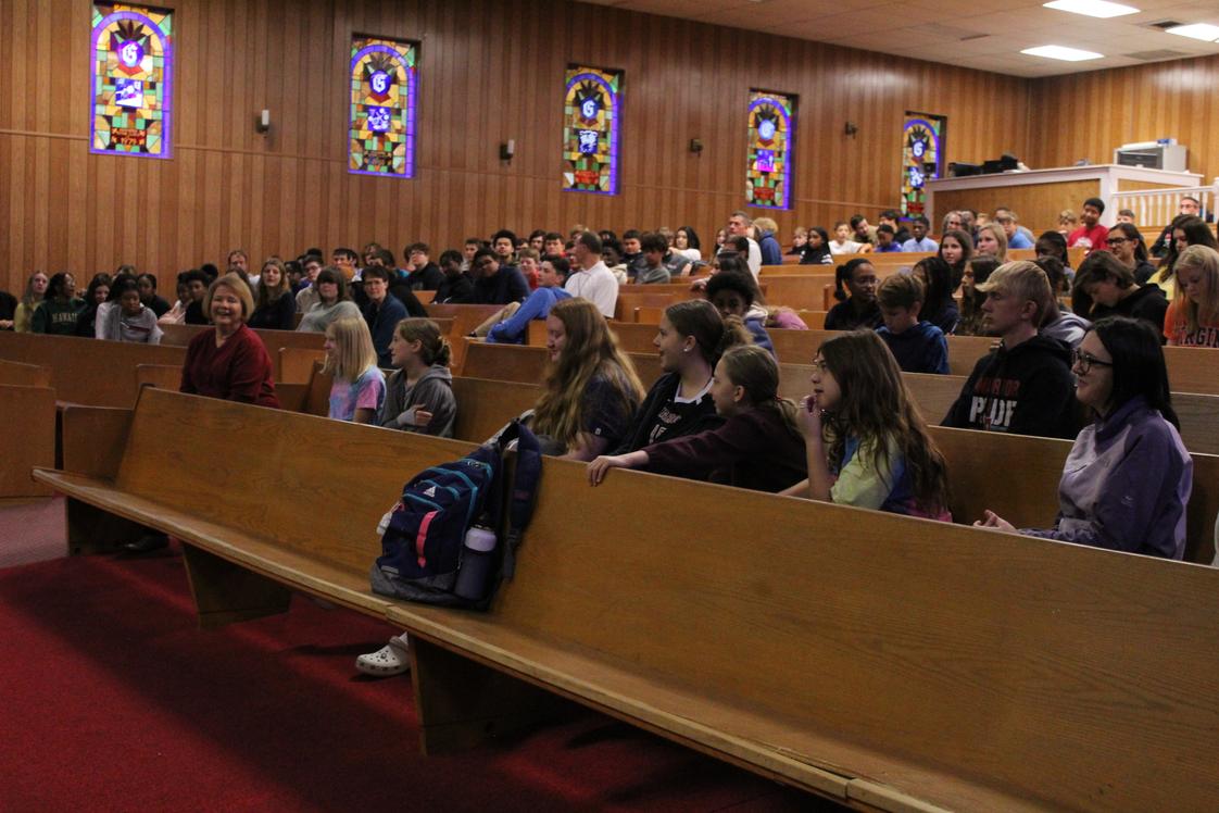 Richmond Christian School Photo - Chapel service during Spiritual Emphasis Week