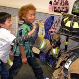 Redwood Christian Elementary School Photo #5 - Fire fighter gives a safety demonstration to our Kindergarten class.