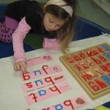 The Children's Tree Montessori School Photo - Learning to make words with the movable alphabet in the primary (preschool) classroom.
