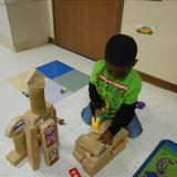 Green Oaks KinderCare Photo - Three year olds work in the block center