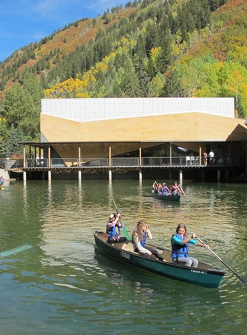 Aspen Country Day School Photo - Circling the pond are three arts centers: for drama, music, and studio arts. Children canoe at recess in the fall and spring, and ice skate on the pond in winter.