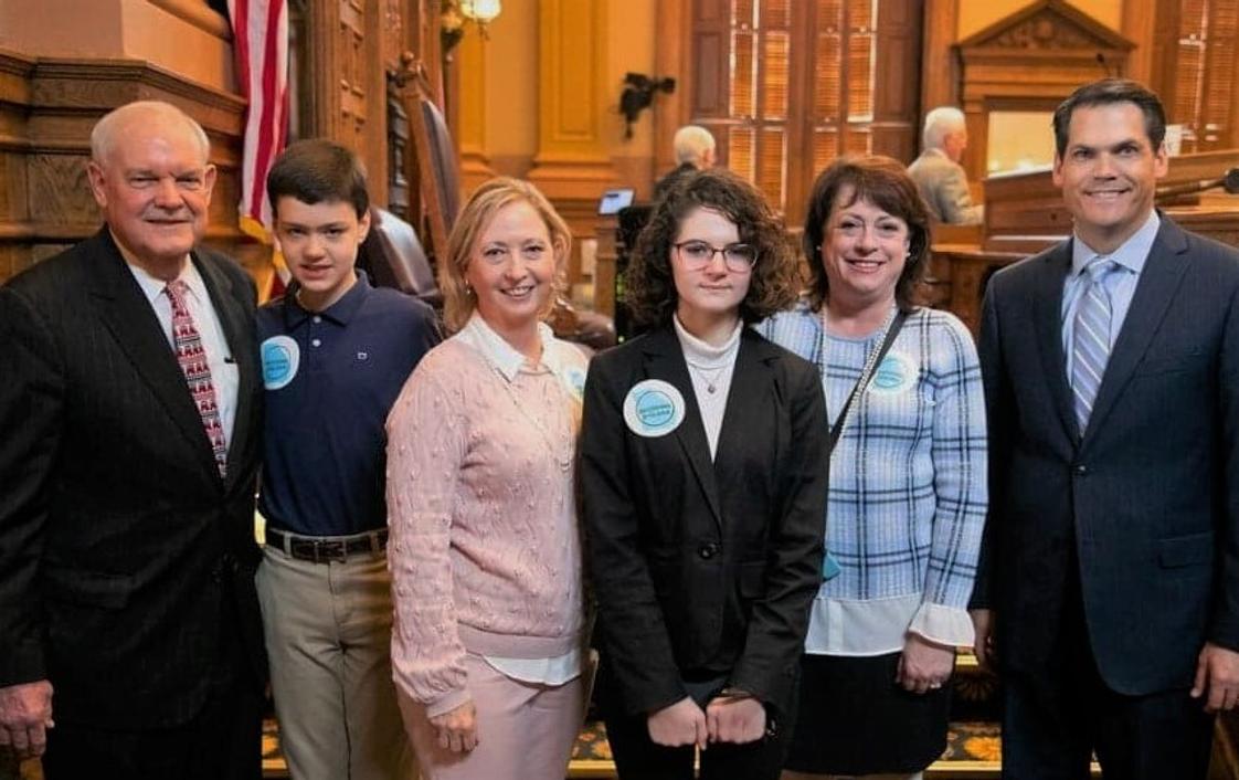 Brookwood Christian Language School Photo - Dyslexia Day at the Capitol with Senator Lindsey Tippins, student Will, Ms. Kim, student Krissy, Ms Tammy, and Lt. Governor Geoff Duncan.