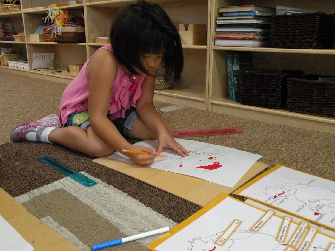 Montessori Explorer Continuation School Photo #1 - Absorbed in a geography learning activity