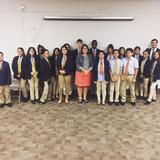 Altus Academy Photo #10 - Blanca Gonzalez, Director of Addmissions at Cristo Rey High Schhol - Pilsen, visits with 7th and 8th graders.
