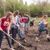 Prairie School of DuPage Photo #6 - Students prepare a new garden bed in the school garden.