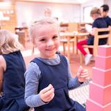 Hand In Hand Christian Montessori Photo - The Pink Tower is one of the many Montessori materials used by our preschool-aged children in our CASA environment.