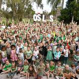 Our Savior Lutheran School Photo #1 - OSLS Students, Faculty, and Staff showing school spirit on the Sport Court.