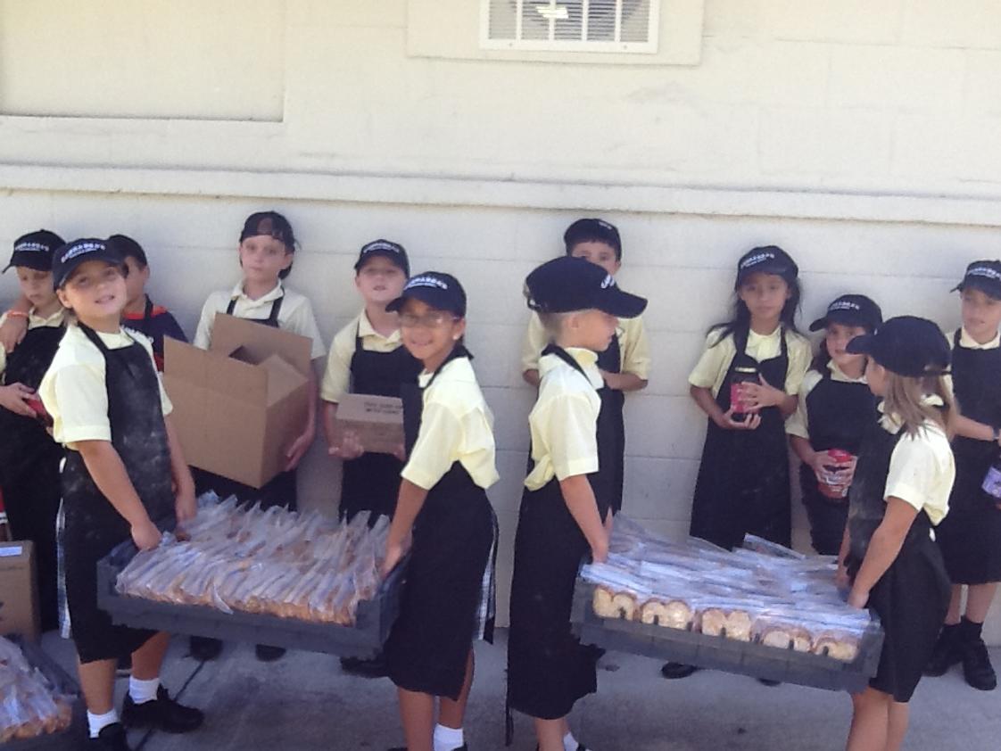 St. Joseph Catholic School Photo - Mrs. Ferguson's third graders make sandwiches for the poor.