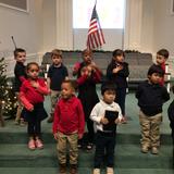 Savannah Adventist Christian School Photo #9 - Leadership opportunities abound, even for our littlest learners. Here, the preschool students lead the pledge to the flag and pledge to the Bible during Chapel service.