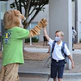 St. Joseph Catholic School Photo #5 - Joseph the Cougar, our mascot, welcomes students on the first day back to school.