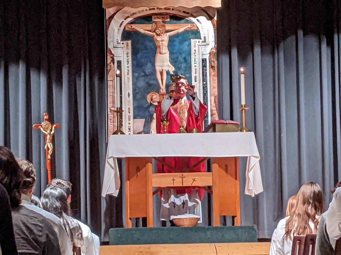 The High School Of Saint Thomas More Photo #1 - STM chaplain Father Andru O'Brien celebrates the Senior Recognition Mass in May 2022.